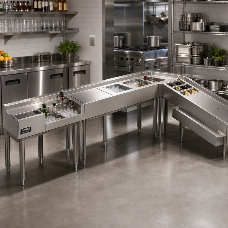 Product image #3 for Eagle Group E62A-1800 1800 Series 36 Inch Cocktail Unit with 8 Bottle Wells and Sliding Stainless Steel Cover