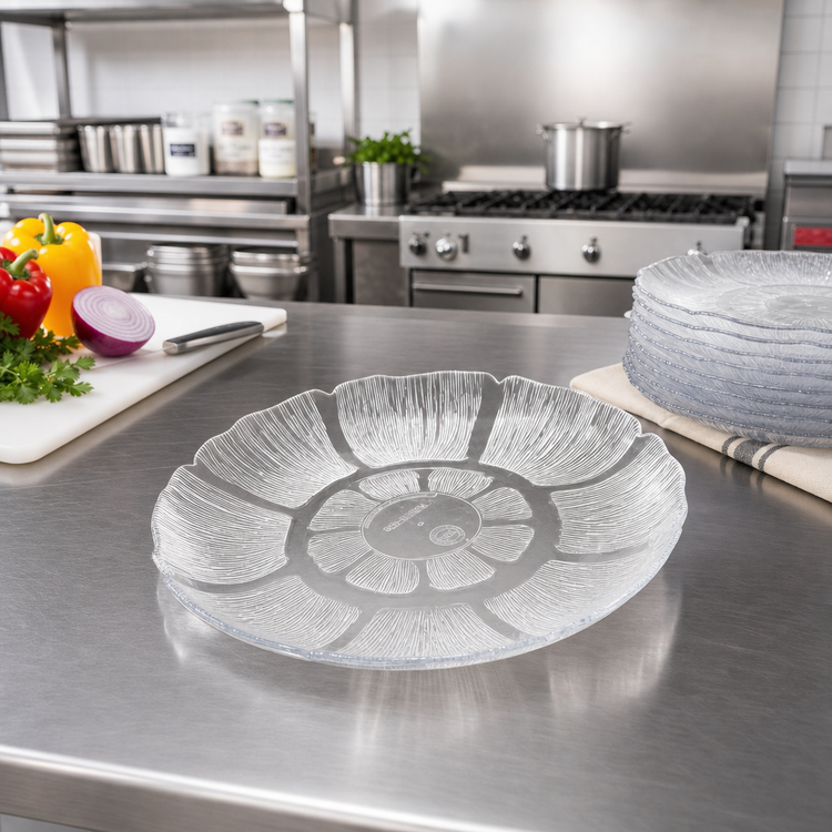 Product image #3 for Petal Mist 7-1/2 Inch Clear Polycarbonate Round Scalloped Edge Plate