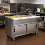 Thumbnail image #2 for Eagle Group Spec-Master SPHT2CB-120 Mobile Sealed Well Hot Food Table, 2 Wells, 12 x 20-Inch, Sliding Door Cabinet, 120V