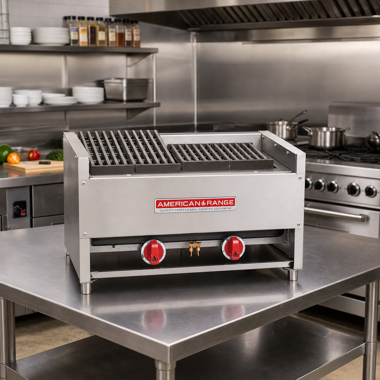 Product image #2 for American Range AECB-34 Countertop Gas Lava-Rock Char-Broiler, 36-Inch Wide, 3-Burner