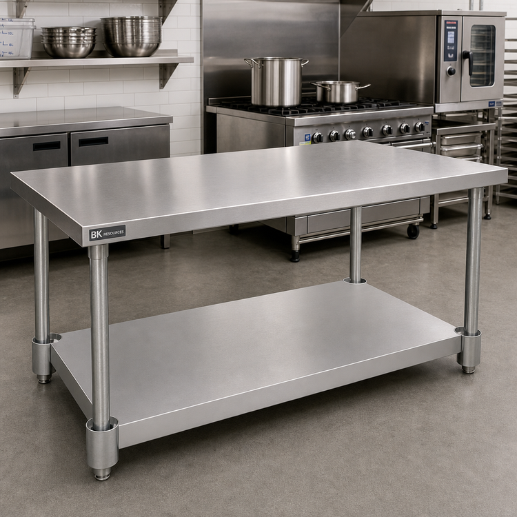 Product image #2 for BK Resources 18-Gauge 430 Stainless Steel Undershelf for 60 x 36 Inch Work Table