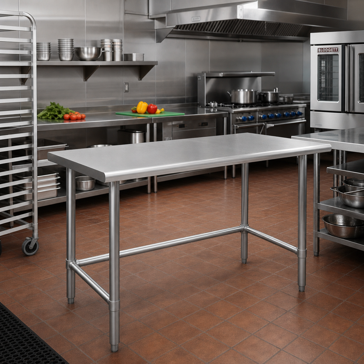 Product image #2 for Eagle Group Budget Series 108 in. x 36 in. Flat Top Stainless Steel Work Table with Tubular Base