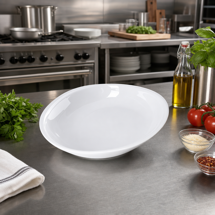 Product image #2 for Carlisle Stadia 11.5-Inch Oblong White Melamine Pasta Plate