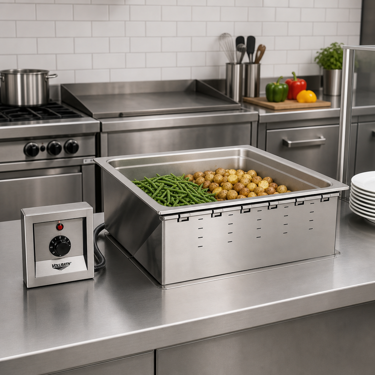 Product image #2 for Vollrath Bottom-Mount Drop-In Wet Hot Food Well, 1 Full-Size Pan, 208-240V, 72-Inch Remote Thermostatic Control