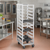 Thumbnail image #2 for Channel Aluminum Trapezoidal Cafeteria Tray Rack, Single Section, End-Load, 14-Tray Capacity, 5-Inch Swivel Stem Casters