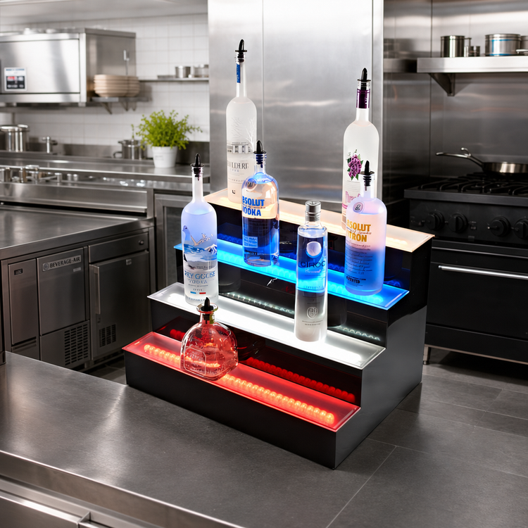 Product image #2 for Beverage-Air 48-Inch 4-Tier Lighted Liquor Display with 48-Bottle Capacity and LED Lighting
