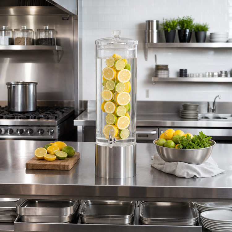 Product image #2 for 3 Gallon BPA-Free Acrylic Beverage Dispenser with Infusion Chamber and Stainless Steel Base