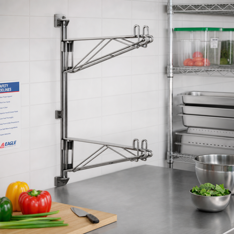 Product image #2 for Eagle Group 21-Inch Stainless Steel End Single Shelf Bracket for Adjustable Post Wire Wall Mounts