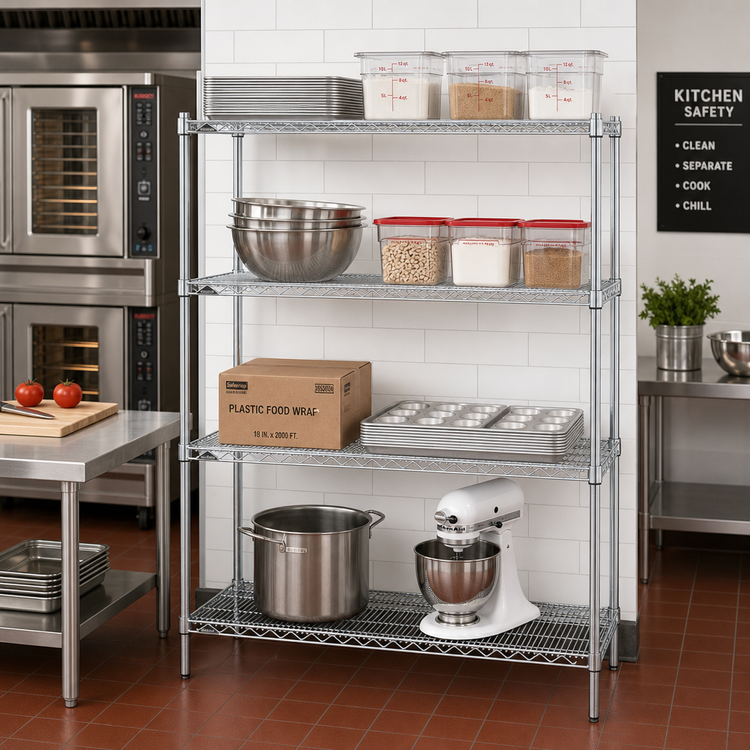 Product image #2 for Metro Super Erecta 30"W x 21"D x 63"H Stationary Starter Wire Shelving Unit, 4 Shelves, Super Erecta Brite Finish