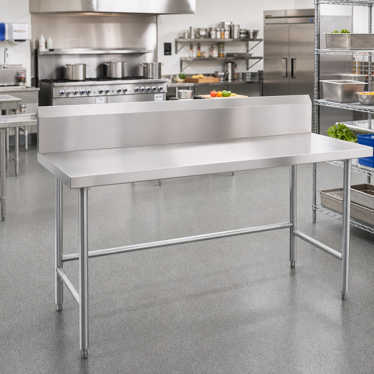 Product image #2 for Advance Tabco TVKS-369 Stainless Steel Work Table with 10-Inch Backsplash, 108 x 36 Inches