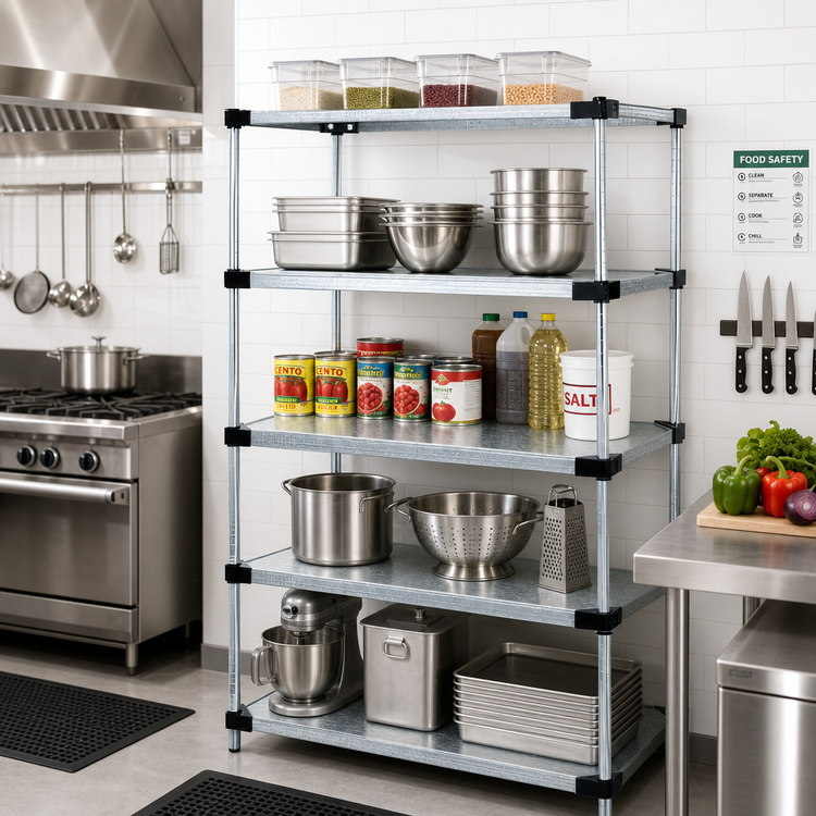 Product image #2 for Quantum 42" W x 14" D x 54" H Stationary Solid Shelving Starter Kit with 5 Solid Shelves