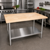 Thumbnail image #2 for BK Resources 60-Inch x 30-Inch Hard Maple Flat Top Work Table with Stainless Steel Legs and Undershelf