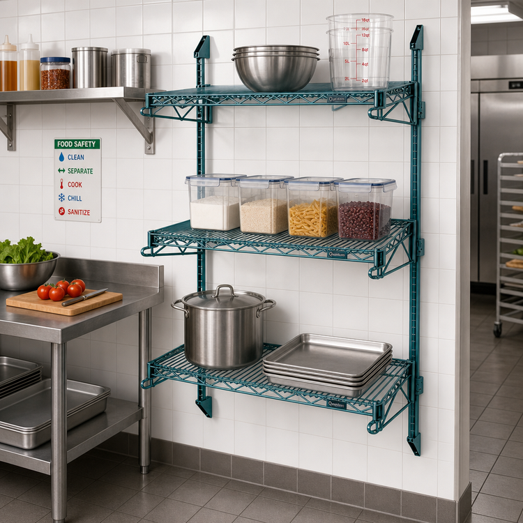 Product image #2 for Quantum Wall-Mount Cantilever Starter Shelving Unit with 3 Wire Shelves