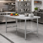 Thumbnail image #2 for Klinger's Trading HST1860 60"W x 18"D Stainless Steel Open-Base Work Table, 18-Gauge 430 Top, Rolled Edge