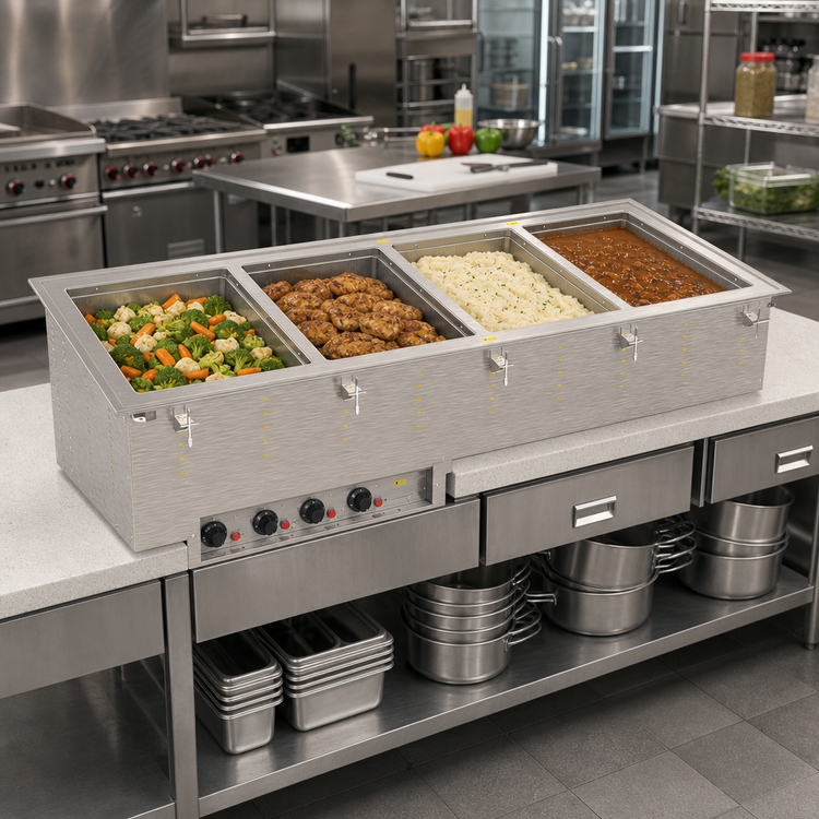 Product image #2 for Vollrath 36474HD Four-Well Drop-In Hot Food Well Unit, 240V, Wet Operation, Infinite Controls