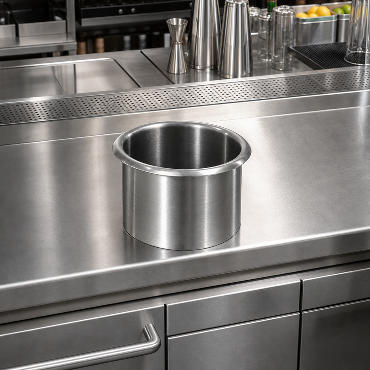 Product image #2 for Krowne Silver Series Open Stainless Steel Bar Trash Chute