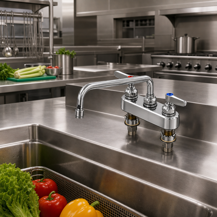 Product image #2 for T&S Brass B-1112-XS 4-Inch Deck Mount Workboard Faucet with 10-Inch Swing Nozzle
