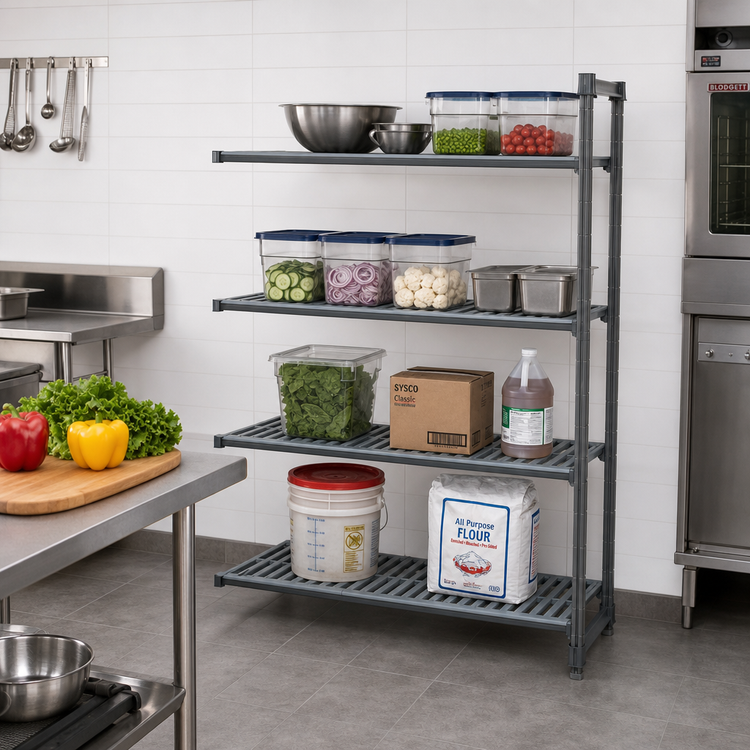 Product image #2 for Cambro Camshelving Basics Plus 4-Tier Vented Add-On Polymer Shelving Unit, 18 x 36 x 64 Inches, Brushed Graphite