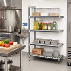 Thumbnail image #2 for Cambro Camshelving® Elements EXA242472V4480 24"W x 24"D x 72"H 4-Tier Vented Polymer Add-On Shelving Unit, Speckled Gray