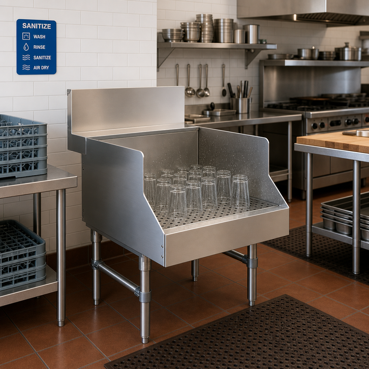 Product image #2 for Advance Tabco Prestige Freestanding Recessed Glass Unit with Perforated Drain Pan, 30 x 30 Inches