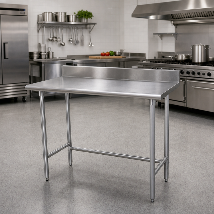Product image #2 for Advance Tabco Special Value 48" x 24" Open Base Work Table with 5" Backsplash