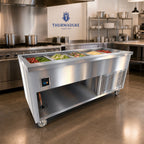 Thumbnail image #2 for Duke Manufacturing Thurmaduke TCM-74PG-N7 Mobile 74-Inch Refrigerated Cold Food Unit with 8-Inch NSF 7 Mechanical Cold Pan