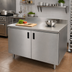 Thumbnail image #2 for Advance Tabco Enclosed Work Table with Cabinet Base and Hinged Doors, 96 in. x 24 in., 14-Gauge 304 Stainless Steel Top, 5-Inch Backsplash