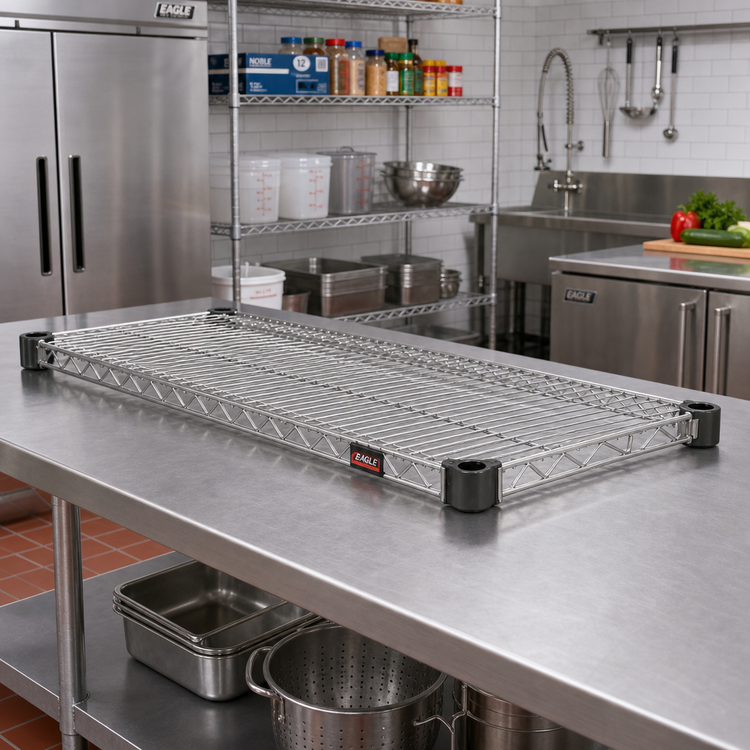 Product image #2 for Eagle Group QuadTruss Quad-Adjust 72-Inch x 24-Inch Wire Shelf, Stainless Steel Finish