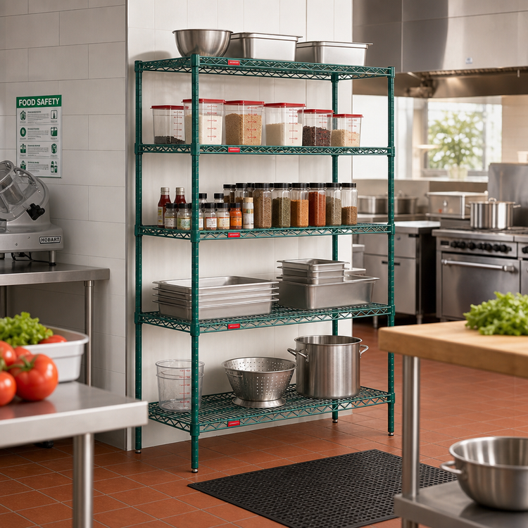 Product image #2 for Eagle Valu-Gard 5-Tier Stationary Starter Wire Shelving Unit, 24 x 18 x 74 Inches, Green Epoxy