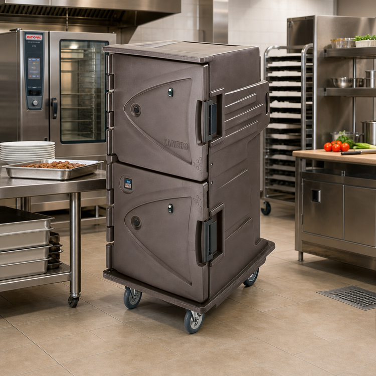 Product image #3 for Cambro Camtherm Tall Profile Electric Hot-Only Holding Cart, Double Door, Celsius, Granite Sand