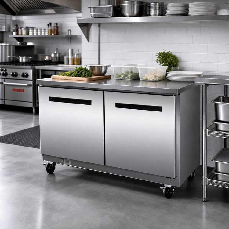 Product image #2 for Maxx Cold X-Series 48-Inch 2-Section Undercounter Freezer, 12 Cu. Ft., Stainless Steel