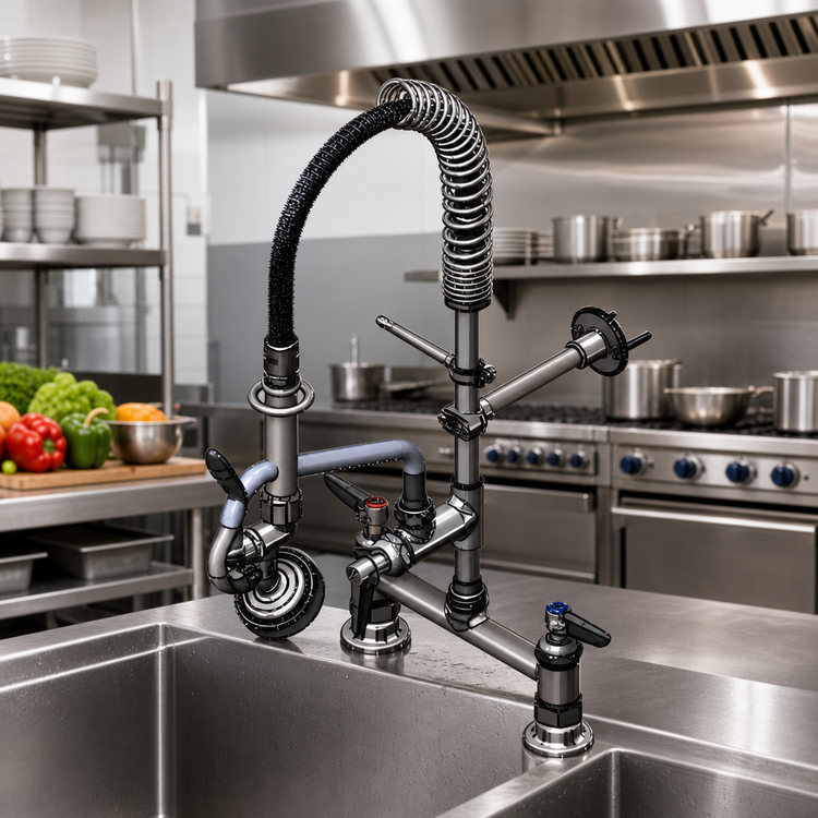 Product image #2 for T&S Brass Mini Pre-Rinse Unit with 8-Inch Deck Mount, Low-Flow Spray Valve, and 8-Inch Swing Nozzle