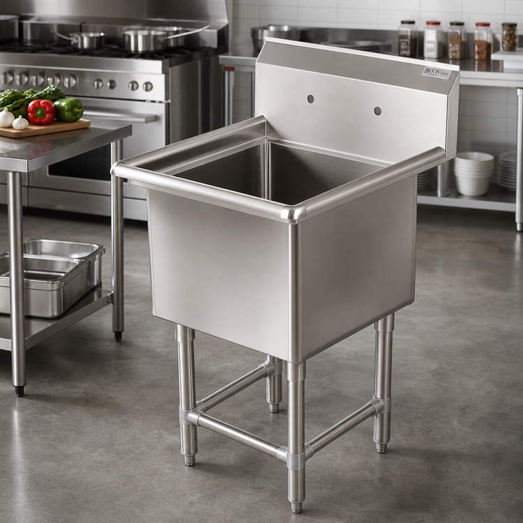 Product image #2 for John Boos Pro-Bowl 1-Compartment Floor Model Stainless Steel Sink with 30 in. x 24 in. x 12 in. Bowl and 10 in. Backsplash