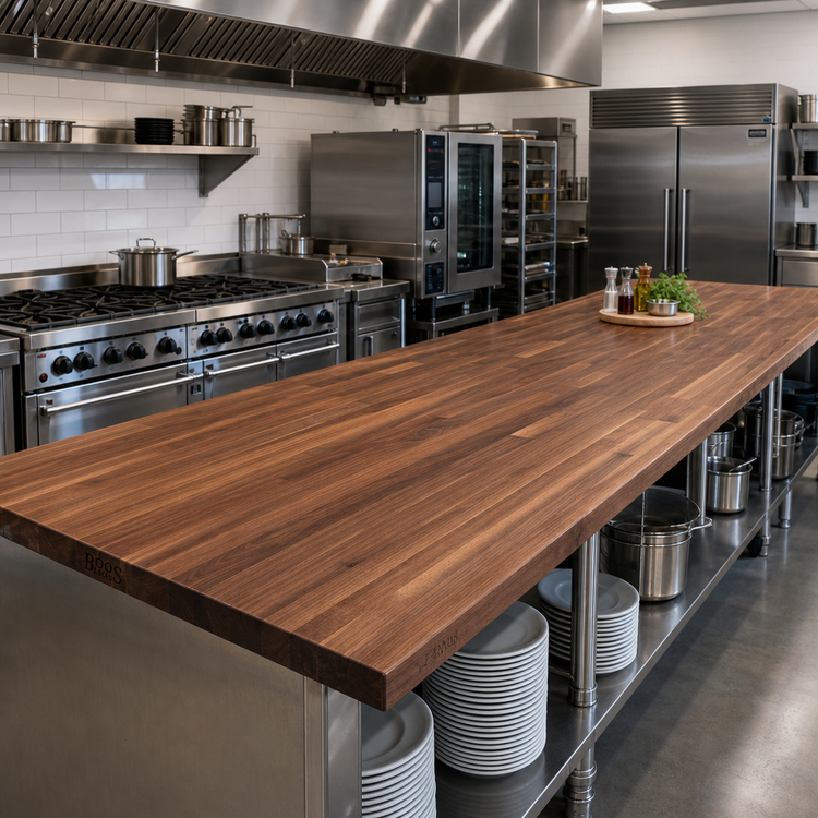 Product image #2 for Boos Block American Black Walnut Blended Rails Edge Grain Kitchen Countertop, 144 x 30 x 1-1/2 Inch, Oil Finish