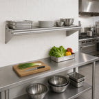 Thumbnail image #2 for John Boos BHS1660-T-X 60 x 16 Inch Tubular Wall-Mounted Stainless Steel Shelf with End Brackets