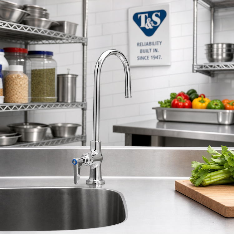 Product image #2 for T&S Brass Single Temperature Deck-Mount Pantry Faucet with 5 3/4-Inch Gooseneck Spout