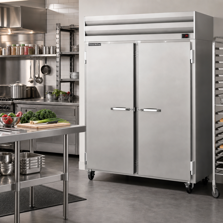 Product image #3 for Howard-McCray SR Series 48 Cu. Ft. Two-Section Reach-In Refrigerator with Solid Doors