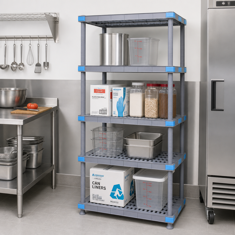 Product image #2 for Quantum Millenia 24-Inch Wide x 21-Inch Deep x 86-Inch High Gray Polymer Starter Shelving Unit