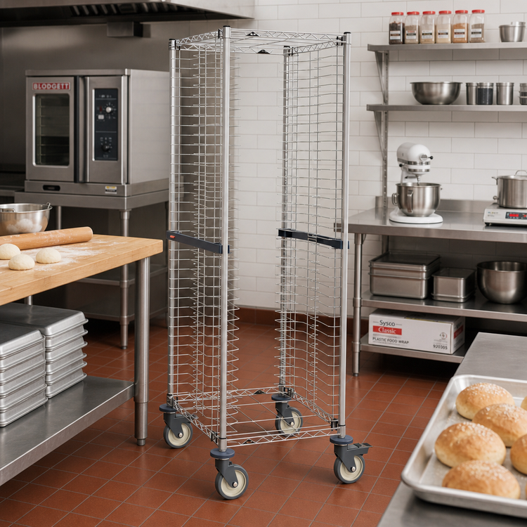 Product image #2 for Metro Mobile Wire End-Load Bun Pan Rack, 40-Pan Capacity, 23.25 x 28.75 x 69 Inches, Brite Zinc Finish