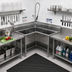 Thumbnail image #2 for 3-Compartment Corner Sink with 24 x 24 x 14 Inch Compartments, 53-1/2 Inch Corner-to-Edge