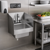 Thumbnail image #2 for Glastender Wall-Mounted Stainless Steel Hand Sink with Deck-Mount Faucet and Side Splashes, 14 x 15 Inches O.A.