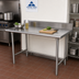 Thumbnail image #2 for Advance Tabco Special Value 72-Inch x 24-Inch 16 Gauge Stainless Steel Work Table with 5-Inch Backsplash and Open Base