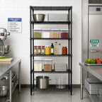 Thumbnail image #2 for Quantum WR74-1424BK-5 Stationary Wire Shelving Starter Unit, 24 x 14 x 74 in., 5 Shelves, Black Epoxy Finish