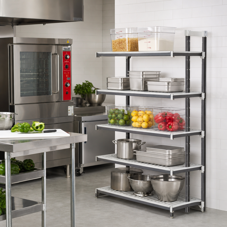 Product image #2 for Cambro Camshelving Elements XTRA 24-Inch Wide x 18-Inch Deep x 72-Inch High 5-Shelf Vented Stationary Add-On Unit