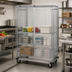 Thumbnail image #2 for Quantum Mobile Wire Security Cage Shelving Unit with Dolly Base, 48 x 18 x 70 Inches, Chrome Plated Finish