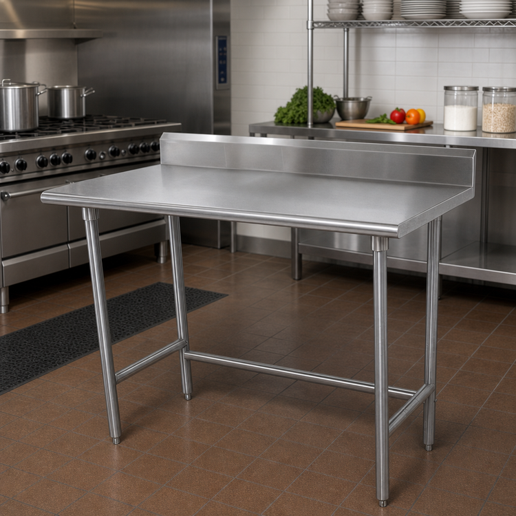 Product image #2 for Advance Tabco Special Value Series 72-Inch x 30-Inch 16-Gauge 304 Stainless Steel Work Table with 5-Inch Backsplash