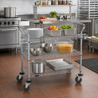 Thumbnail image #2 for Quantum WRC-2442-3 3-Shelf Chrome-Plated Utility Bus Cart, 1,200 lb. Capacity, Two U-Shaped Handles, 42 x 24 x 37-1/2 Inches