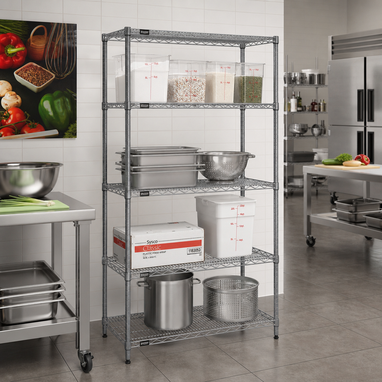 Product image #2 for Eagle Group Red-i-Pak 4-Tier Wire Shelving Unit, 36W x 18D x 74H, Stationary, Pewter Gray