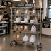 Thumbnail image #3 for Metro Chain Reaction Mobile To-Go Order Pick-Up Station with Adjustable Chrome Wire Shelves