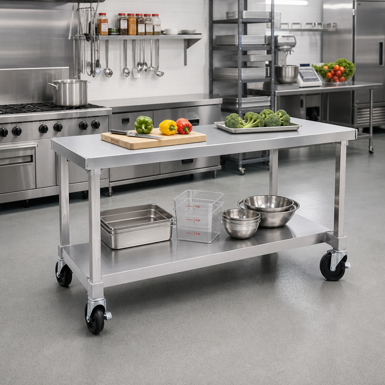 Product image #2 for New Age 72-Inch x 24-Inch Aluminum Equipment Stand with Removable 12-Gauge Top and Adjustable Undershelf